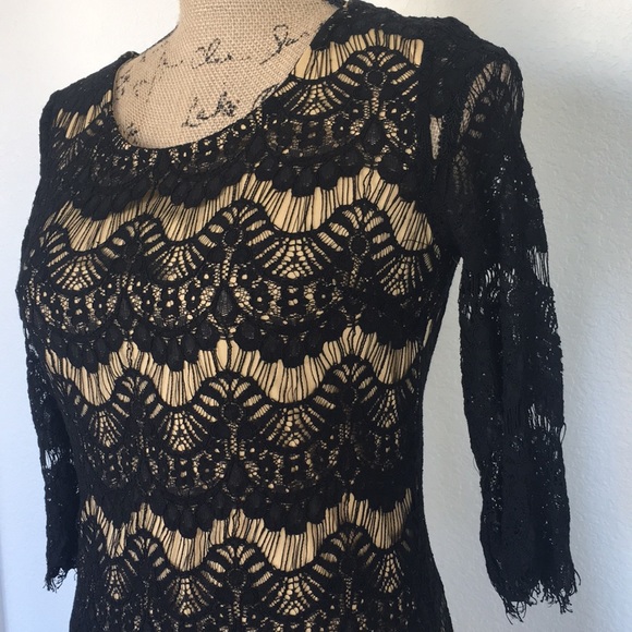 Small black lace and tan dress. - Picture 3 of 7